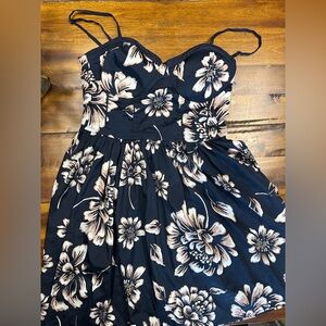 Black Floral Sundress with Pale Pink Blooms